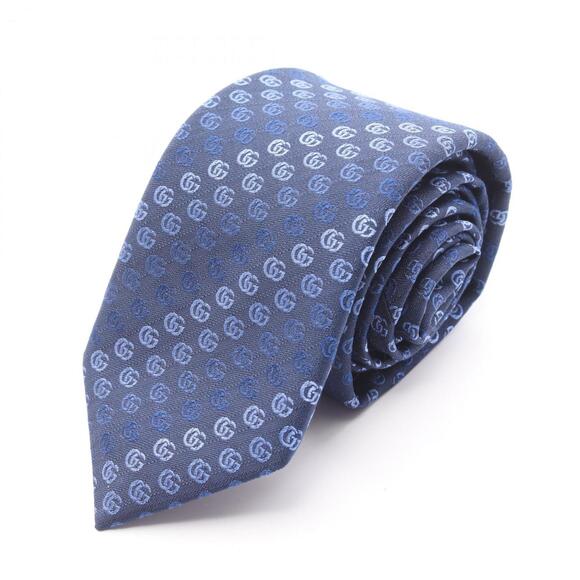Gucci Double G Tie Silk Men's Navy